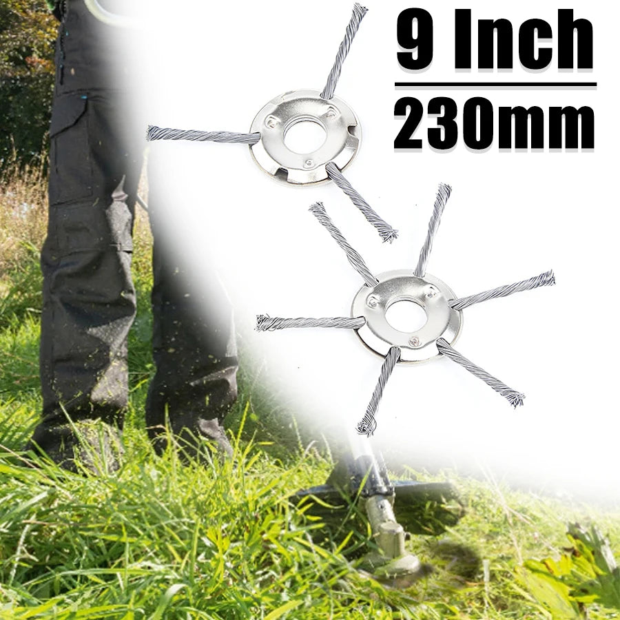 9 Inch Steel Grass Trimmer Head – 3/6 Cutter Brush Cutter Blade Wire Weed Trimmer Attachment for Garden Lawn Power Tool