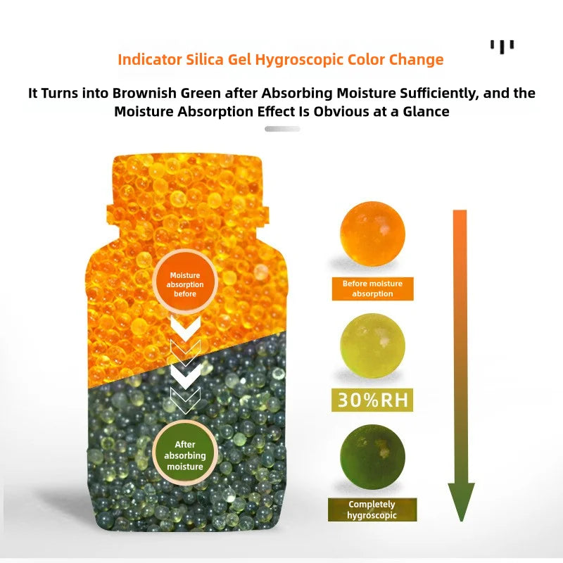 Blue/Orange Waterproof Silica Gel Beads — 500g Reusable Moisture Absorber & Electronic Product Desiccant