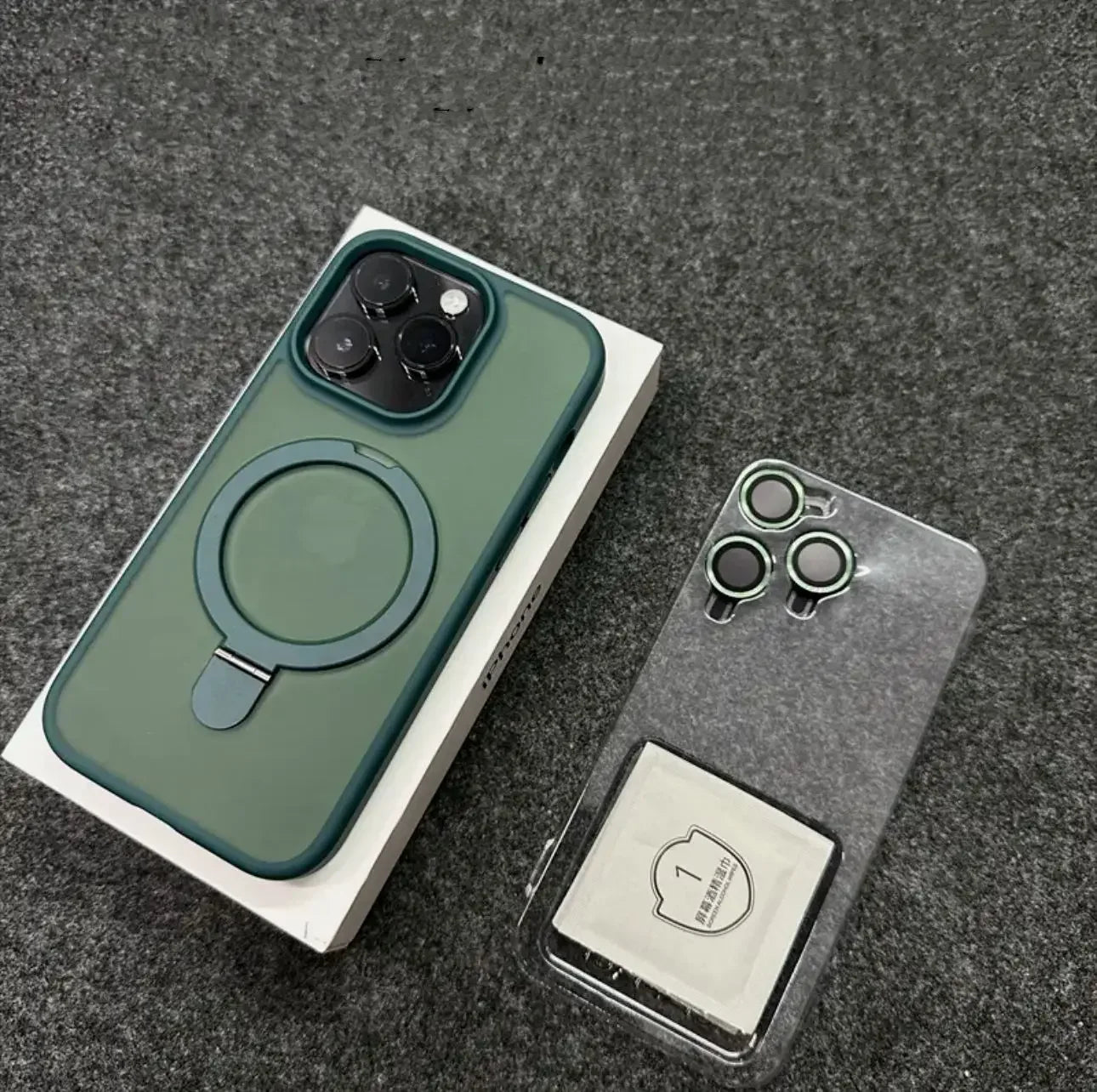 MagSafe Magnetic Metal Ring Case - Matte Protective iPhone 12-17 Pro Max Cover with Lens Protector and Stand Grip Design