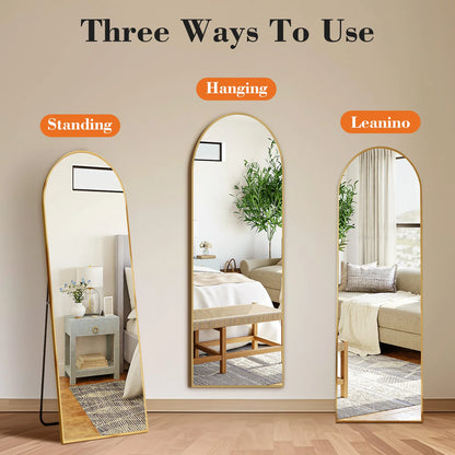 Full Body Wall Mirror 59"x16" – Standing or Wall-Mounted with Aluminum Alloy Frame for Bathroom & Bedroom