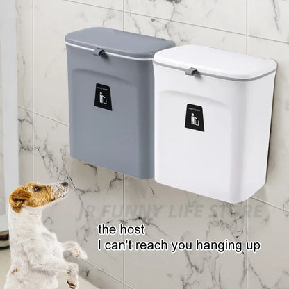 Wall-Mounted Kitchen and Bathroom Garbage Bin with Lid - Available in 7L and 9L Sizes, Ideal for Storage and Waste Management