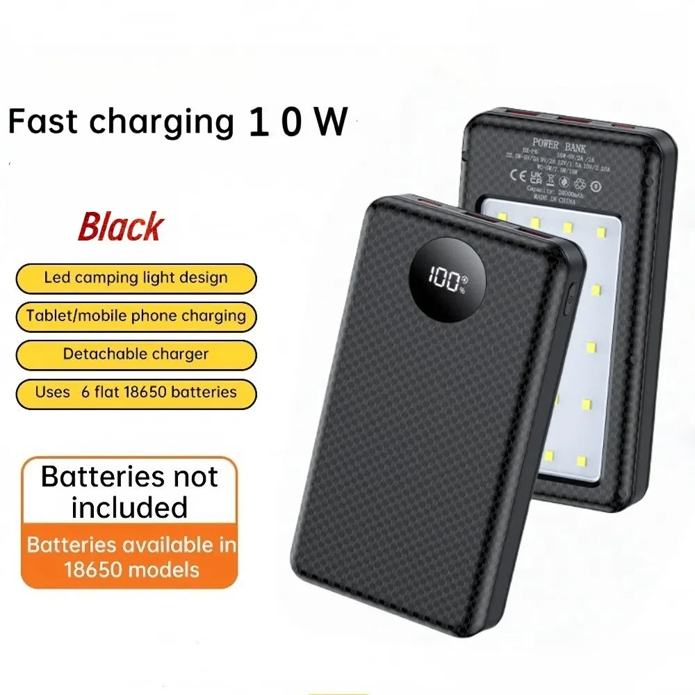 6×18650 20000mAh Power Bank Case – 22.5W Fast Charge & 15W Wireless Charging Battery Holder for Phones