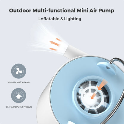 Compact Rechargeable Air Pump: FLEXTAILGEAR Portable Camping Compressor for Quick Inflation/Deflation - Ideal for Hiking, Floats, Air Beds