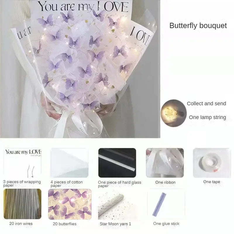 Butterfly Bouquet DIY – Handmade Artificial Flowers, Thoughtful Gift for Girlfriend, Birthday, Proposal & Wedding Decoration