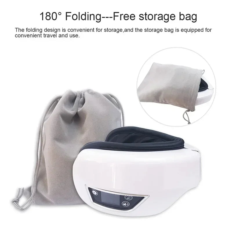6D Rechargeable Eye Massager – Vibrating Hot Compress with Bluetooth Music for Relaxation, Sleep Improvement & Eye Care