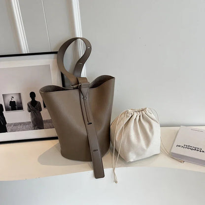 LEFTSIDE Retro Small Solid Color Leather Shoulder Bag – 2025 Korean Designer Handbag for Women