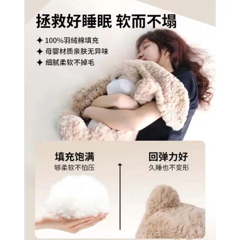Large Angry Rabbit Plush Toy – Cute Kawaii Stuffed Animal, Soft Doll for Room Decor & Birthday Gift