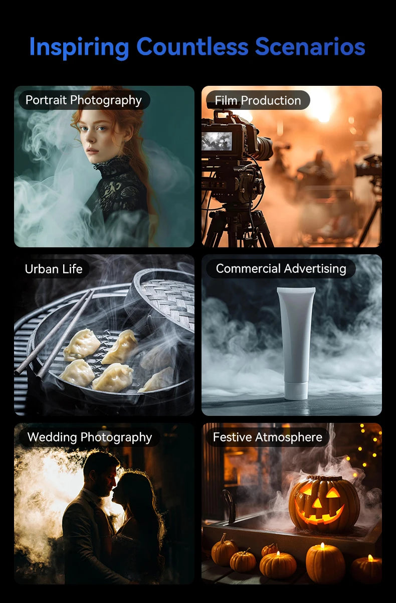 TELESIN Portable Smoke Machine – Remote-Controlled Fogger for Photography, Video Shoot Smoke Effect