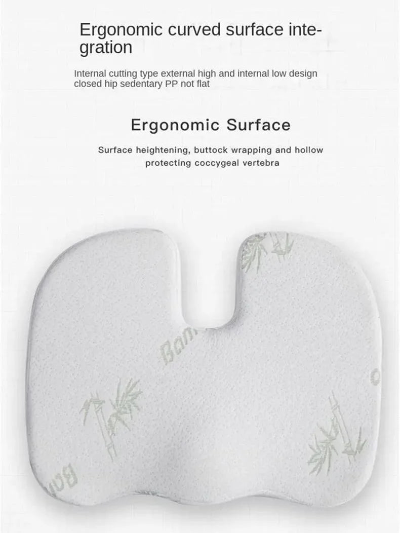 Orthopedic Memory Foam Seat Cushion – Hemorrhoid Relief, Car & Office Chair Lumbar Support, Breathable Pain Relief Pillow