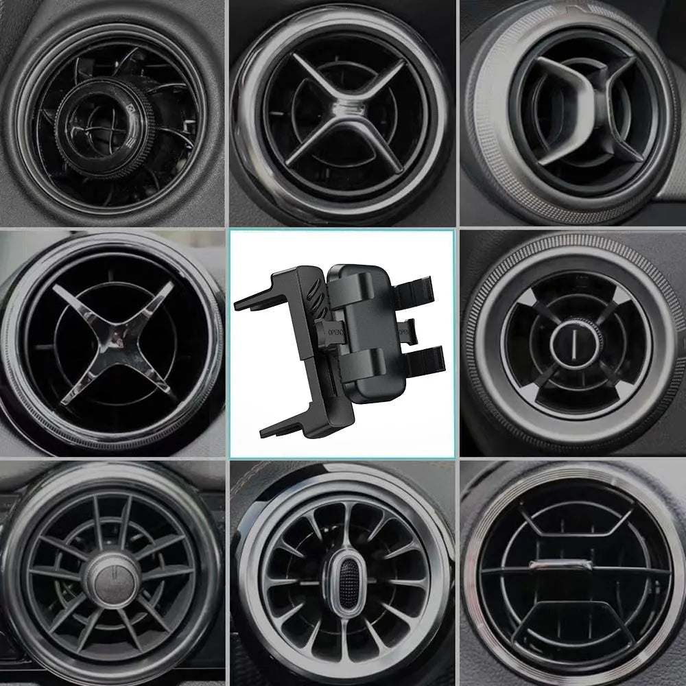 Round Air Vent Car Phone Holder - One-Handed Circular Vent Mount with Scratch Protection Design