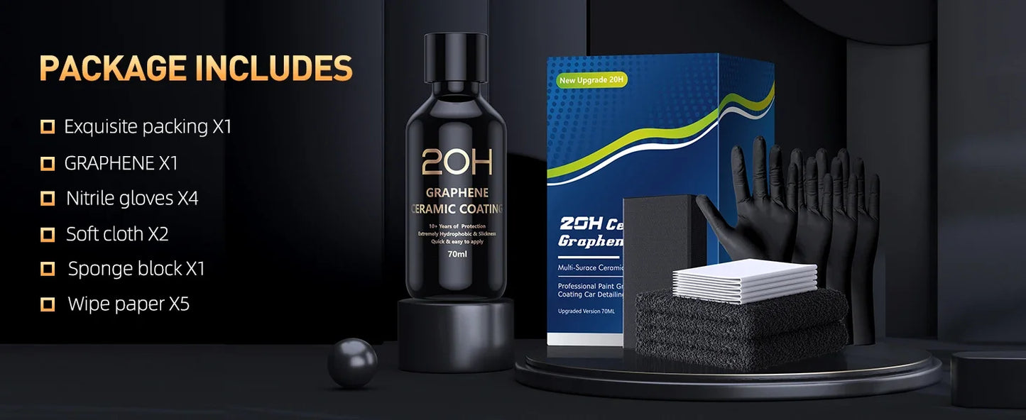 Graphene Ceramic Coating – 12H/20H Self-Healing UV Protection for Professional Car Detailing (10+ Years)