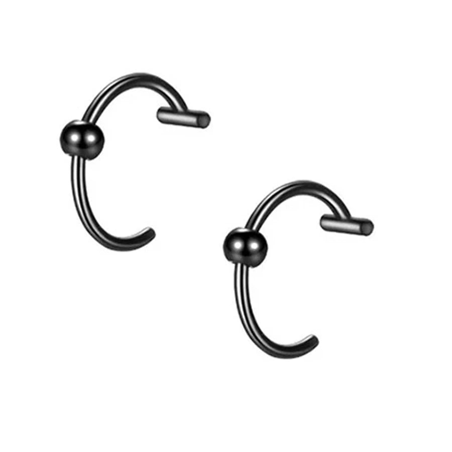 2PCS Trendy 10mm Stainless Steel Punk Clip-On Fake Piercing – Unisex Nose & Lip Rings, Tusk Body Jewelry for Men & Women