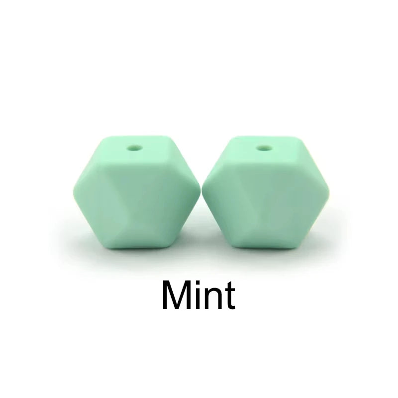 LOFCA 10PCS Hexagon Silicone Beads (14mm/17mm) – DIY Jewelry Making & Pacifier Chain Accessories Bulk Set