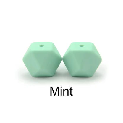 LOFCA 10PCS Hexagon Silicone Beads (14mm/17mm) – DIY Jewelry Making & Pacifier Chain Accessories Bulk Set
