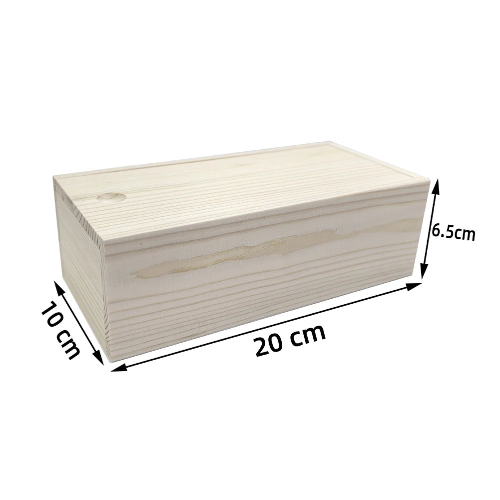 Pine Wooden Pull-Out Storage Box – Sliding Cover Jewelry Organizer, Log Drawer DIY Wooden Case