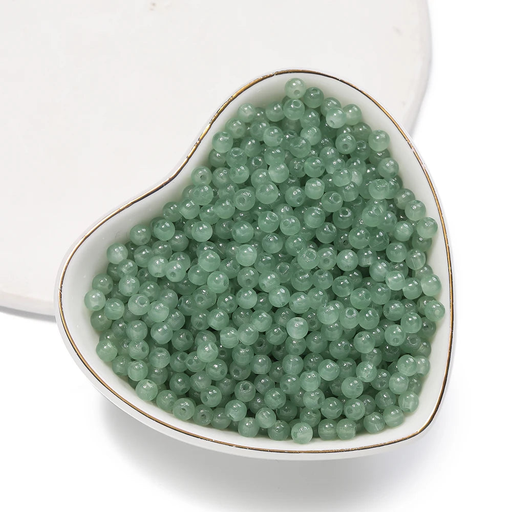50/100pcs 4mm Colored Glass Jade Beads - Round Spacer Beads for DIY Earrings, Necklaces & Bracelets