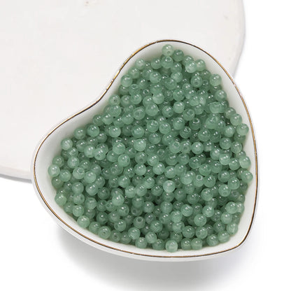 50/100pcs 4mm Colored Glass Jade Beads - Round Spacer Beads for DIY Earrings, Necklaces & Bracelets