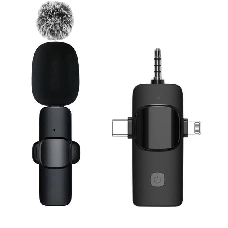 Basix Wireless Lavalier Microphone – Mini Windproof Audio Recorder with Replaceable Wool for iPhone 16, Vlog & YouTube Shooting