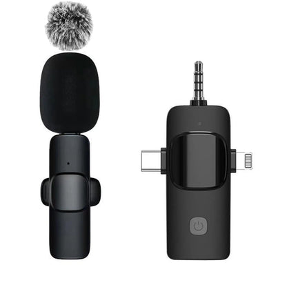 Basix Wireless Lavalier Microphone – Mini Windproof Audio Recorder with Replaceable Wool for iPhone 16, Vlog & YouTube Shooting