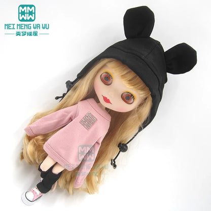 Blythe Doll Accessories Set – Fashion Sweatshirt, Shoe Covers & Sneakers for Blythe & Azone Dolls, Christmas Gift