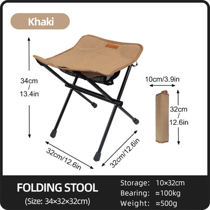 Portable Folding Camping Stool Aluminum Alloy Lightweight Outdoor Fishing & Picnic Chair