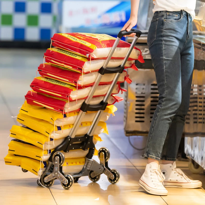 GIANXI Folding Shopping Cart with Wheels – Portable Aluminum Alloy Trolley for Outdoor & Stair Climbing