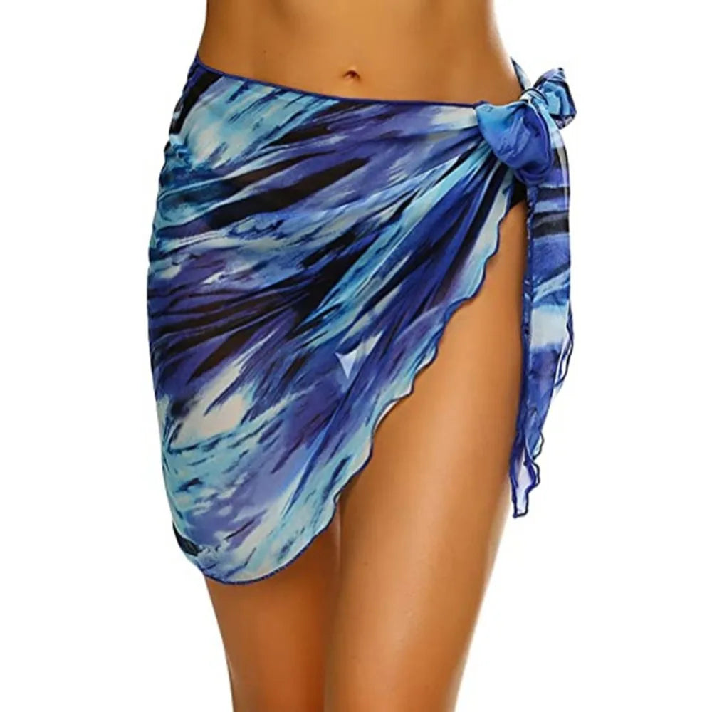 Summer Chiffon Sarong Skirt – Women’s Sheer Short Swimsuit Cover Up Beach Bikini Wrap Scarf