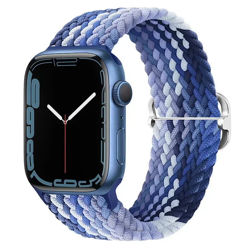 Braided Nylon Apple Watch Band – Adjustable Sport Strap Compatible with Ultra 2, Series 10/9/8/7/6/SE (40–49mm) Wrist Bracelet