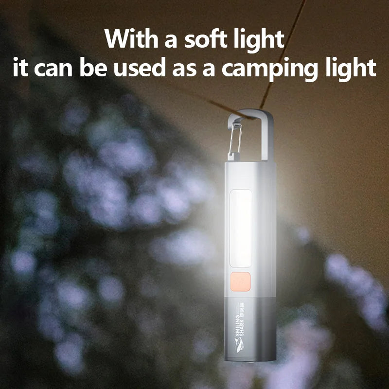 Smiling Shark SD1023 LED Torch Light: Super Bright Flashlight with USB Rechargeable, Zoomable, Waterproof Design - Perfect for Camping