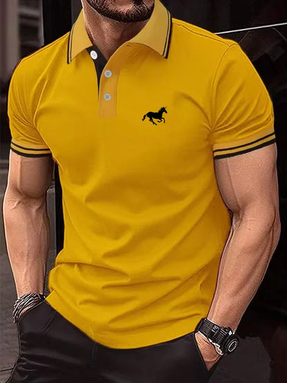 Casual Men’s Polo T-Shirt — Short Sleeve Button Lapel Summer Top, Super Large Sizes S-3XL