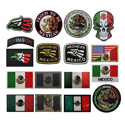 Mexico Flag Eagle Skull Patch - Embroidered Fabric & PVC Tactical Applique Badge for Bags and Gear