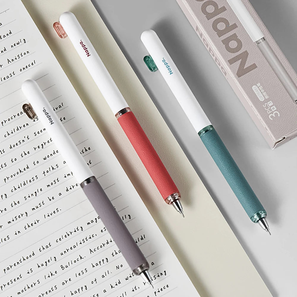 3-Piece Neutral Pens - Black Ink Student Writing Pens with Comfortable Grip
