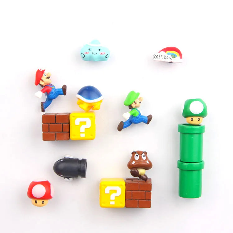 Japan Game Figure Super Mario Bros Fridge Magnets – Luigi, Yoshi, Toad Mini Figurines & Refrigerator Stickers Ornament