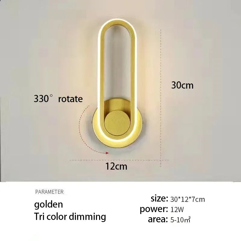 Modern Rotatable LED Wall Light - Indoor Wall Sconce for Bedroom, Stairway, Living Room and Dining Room