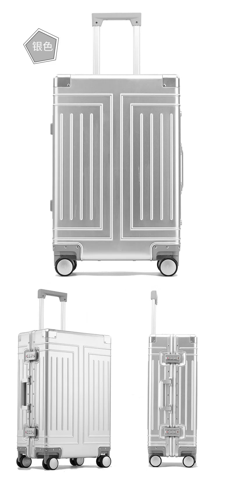 2024 Aluminum Luggage Set with Wheels – Durable Carry-On & Checked Suitcases for Men, Women, and Girls (20/24/26/28 Inch)