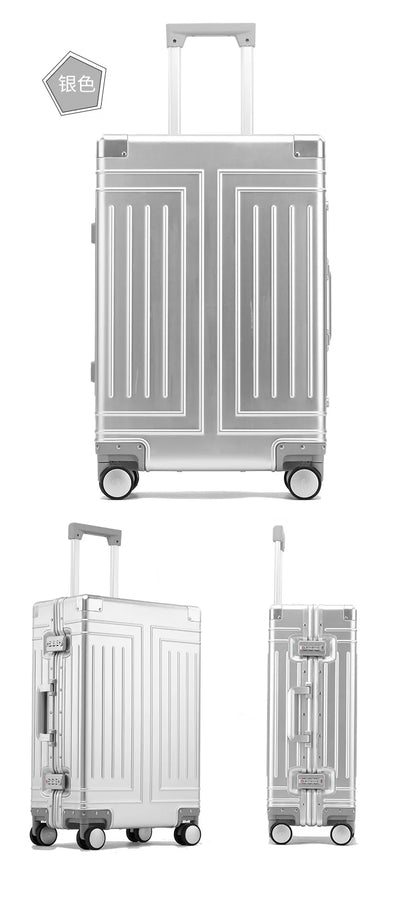 2024 Aluminum Luggage Set with Wheels – Durable Carry-On & Checked Suitcases for Men, Women, and Girls (20/24/26/28 Inch)