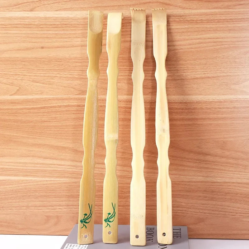 Bamboo Back Scratcher and Body Roller - Durable Wooden Massager Stick