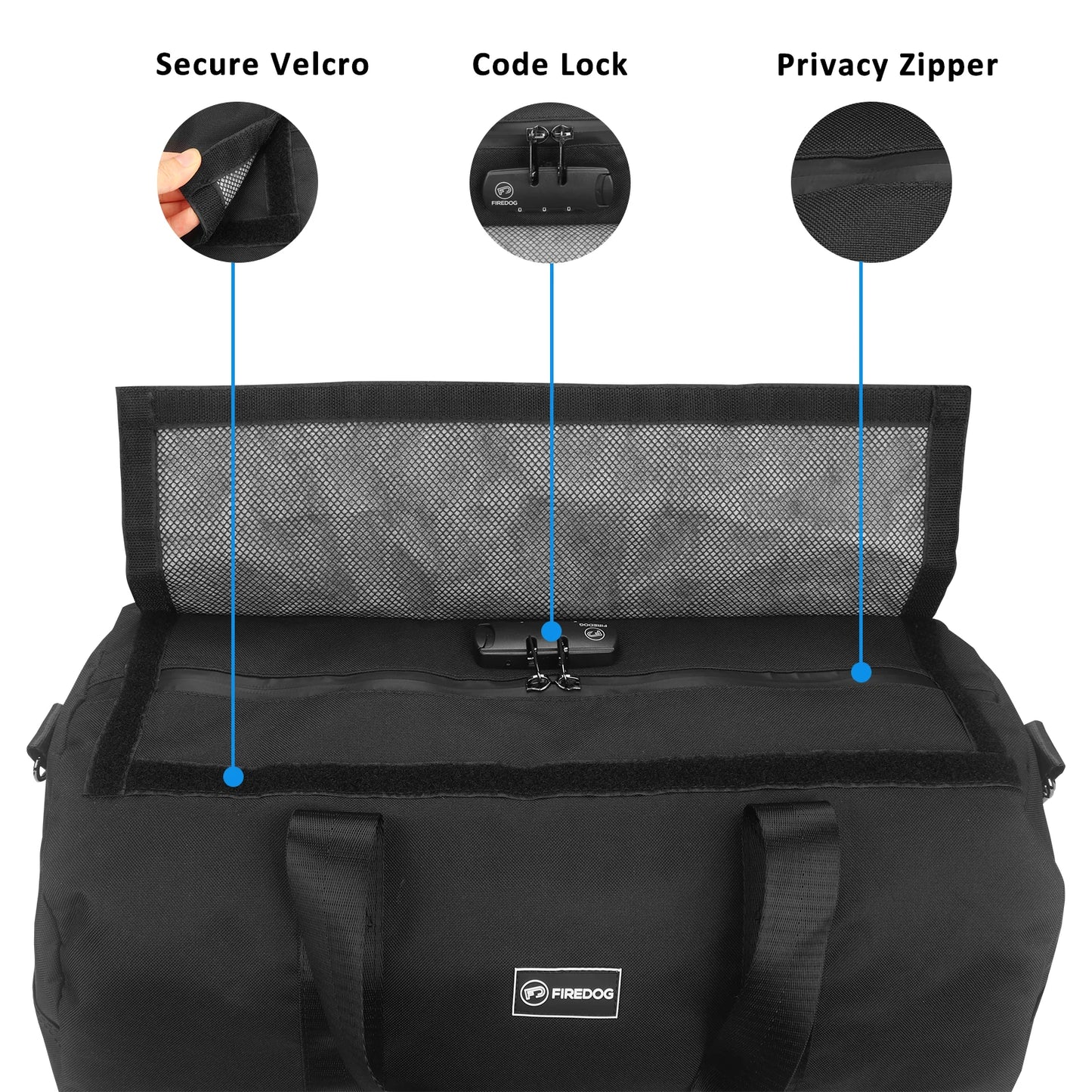FIREDOG Smell-Proof Travel Duffle Bag – Large Capacity Organizer with Lock
