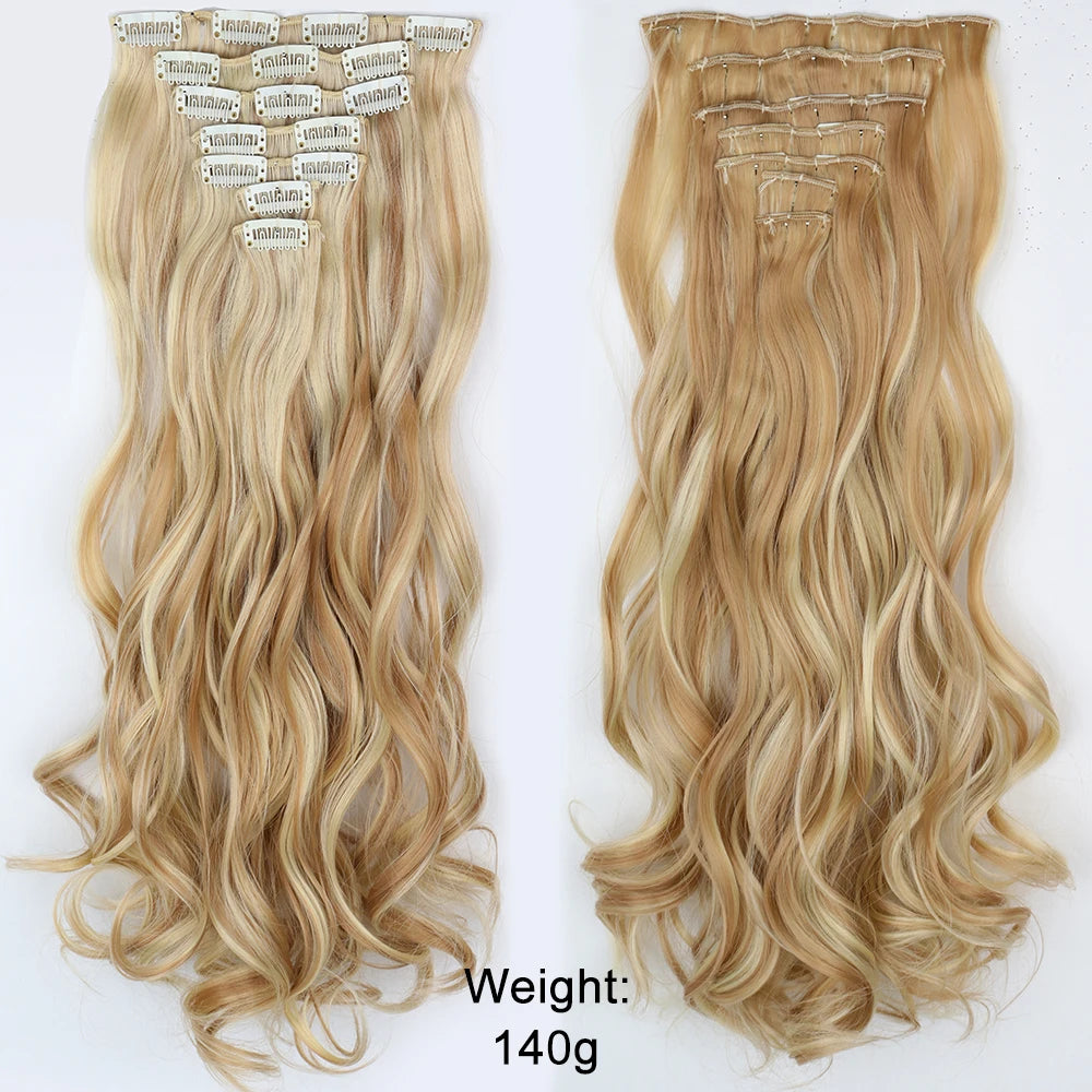 Women’s 7Pcs Hair Extensions with 16 Clips – Natural Black Straight Ombre Hairpiece