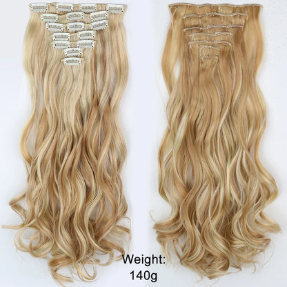 Women’s 7Pcs Hair Extensions with 16 Clips – Natural Black Straight Ombre Hairpiece