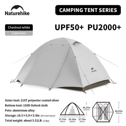 Naturehike 2-3 Person Camping Tent – Waterproof, UPF50+ Ultralight Outdoor Shelter for Hiking, Trekking & Sun Protection