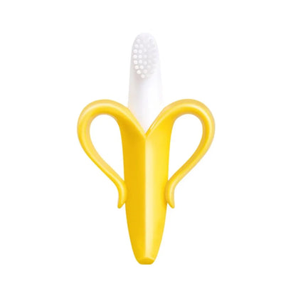 Banana Shape Baby Silicone Teether & Training Toothbrush – BPA Free Safe Chew Ring for Infant Dental Care