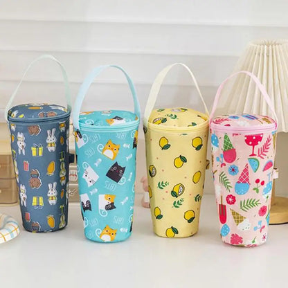 Portable Milk Tea Tote Bag – Insulated Heat Preservation Cup Carrier, Handbag for Drinks, Umbrella, and Camping Accessories
