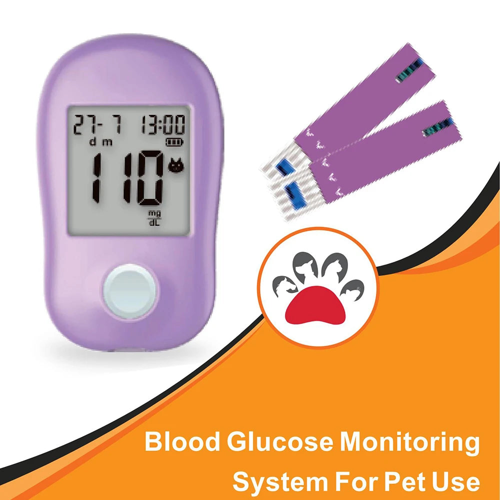 Pet Blood Glucose Meter - Digital Blood Sugar Monitoring System for Dogs and Cats with Diabetes Management Accessories