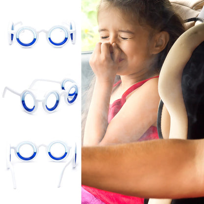 Car Anti-Vertigo Glasses – Motion Sickness Glasses without Lens, Detachable Lightweight Travel Accessories for Adults & Children