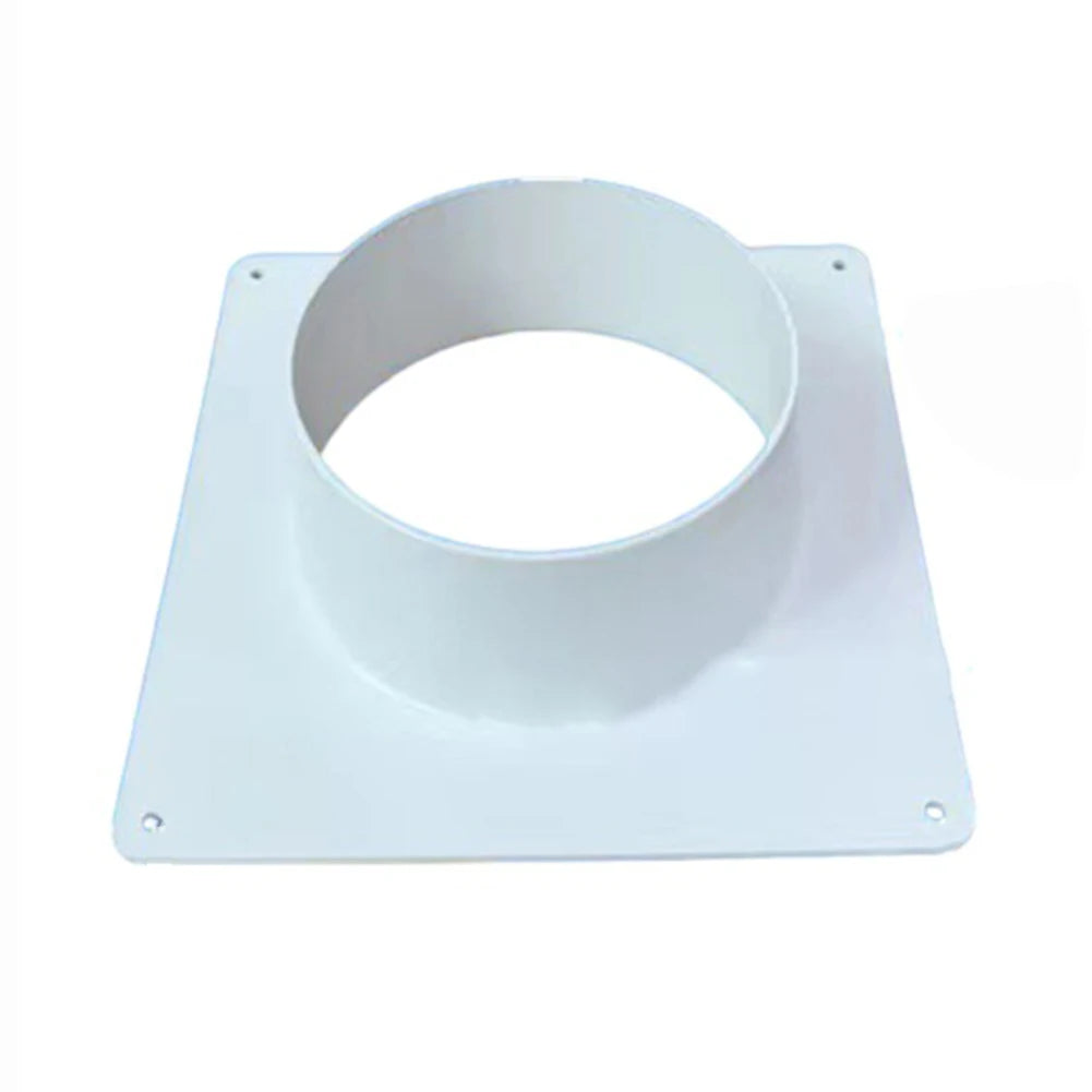 White Air Vent Duct Connector Flange – Straight Square Bottom Pipe for Easy Ventilation Duct Installation