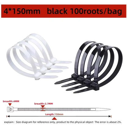 100PCS Nylon Cable Ties - Self-Locking Adjustable Wire Zip Ties for Home Office Cable Management