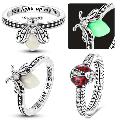 Glow-in-the-Dark Firefly Rings for Boys & Girls - DIY Animal Jewelry Accessories, Summer Gift for Women