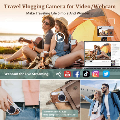 4K Digital Camera – 48MP Auto Focus Vlogging Camera for YouTube, Anti-Shake Video with Viewfinder, Flash & Dial