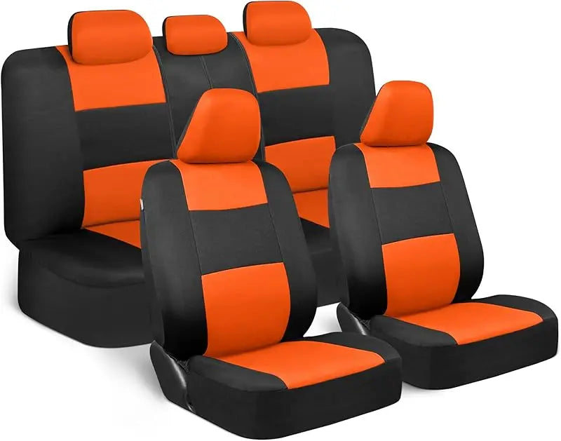 Universal Beige Car Seat Covers Full Set - Easy-Install Front and Rear Split Bench Seat Protectors for Cars, Trucks, SUVs, and Vans